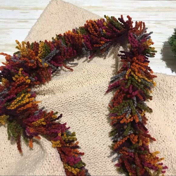 Handmade Thick Chunky Knit Colorful Rainbow Fringe Boho Fairy Cardigan Sweater - Picture 4 of 5